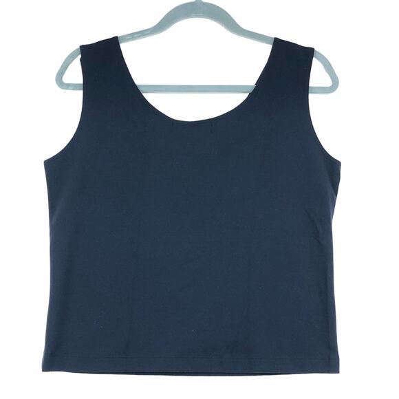 Equestrian Brand Womens Size L Tank Top Microfiber Stretch Navy Boxy Fit USA - Picture 4 of 9